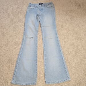 Vintage Angels Flare Jeans Size 3 Juniors Y2K Light Wash Embroidered Back Pocket